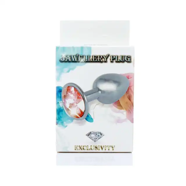 Jawellery PLUG - różowy. Metalowa zatyczka analna z diamiencikiem