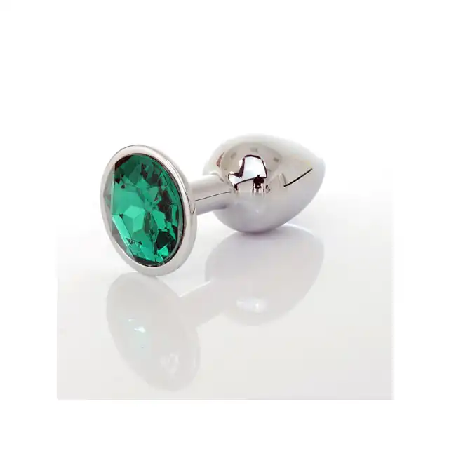 Jawellery PLUG - zielony. Metalowa zatyczka analna z diamiencikiem