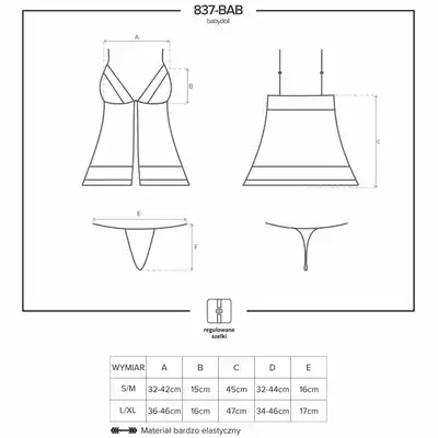 Obsessive - 837-BAB-1 babydoll i stringi.