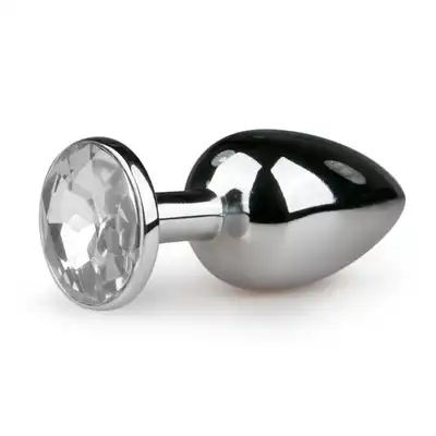Easy Toys - Metal Butt Plug No. 1 - Silver - Metalowa wtyczka analna z pięknym kryształem roz. S