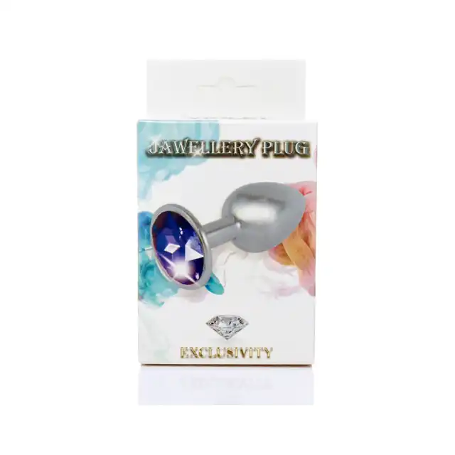 Jawellery PLUG - fioletowy. Metalowa zatyczka analna z diamiencikiem