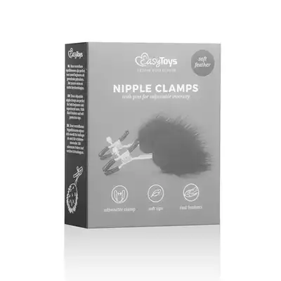 Easy Toys - Adjustable Nipple Clamps With Feathers - Klamerki na sutki z miękkimi piórkami