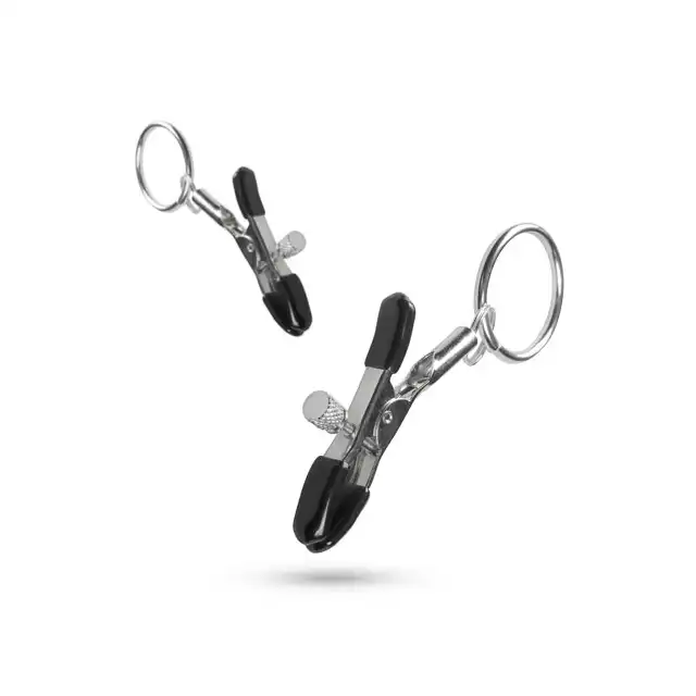 Easy Toys - Metal Nipple Clamps With Ring - Klipsy na sutki z kółkiem do łańcuszka