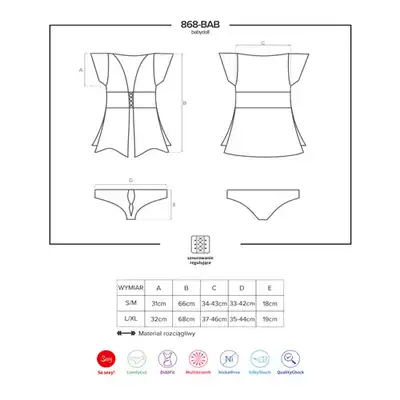 Obsessive 868-BAB-1 Uroczy babydoll i figi kolor: czarny. Rozmiar L/XL