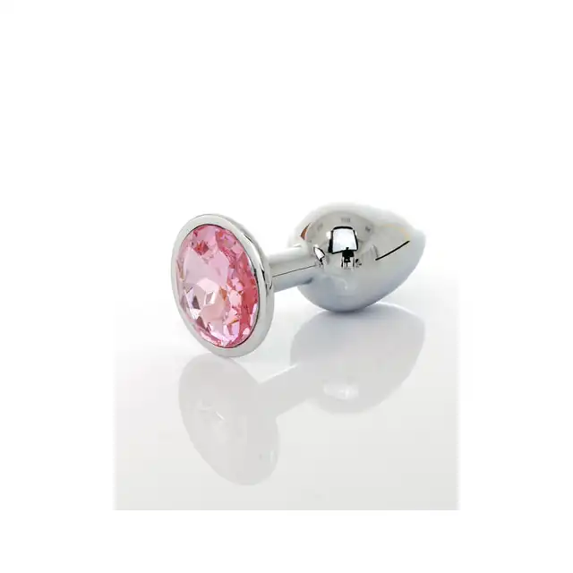 Jawellery PLUG - różowy. Metalowa zatyczka analna z diamiencikiem