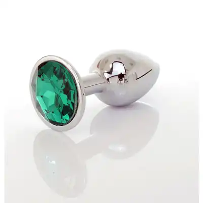 Jawellery PLUG - zielony. Metalowa zatyczka analna z diamiencikiem