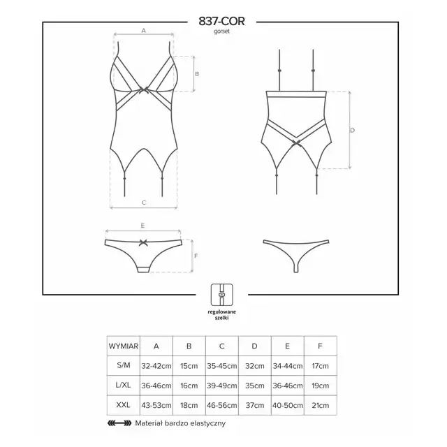 Obsessive - 837-COR-1 gorset i stringi.