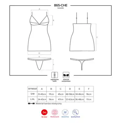 Obsessive 865-CHE-1 koszulka i stringi kolor: czarny. Rozmiar L/XL Mega sale!