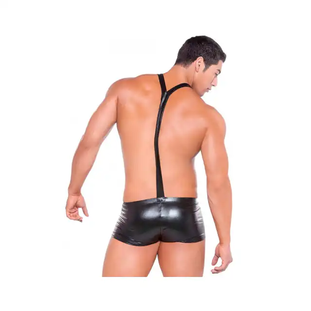 Zeus Allure - Wet look Suspender Shorts. Spodenki z szelkami.