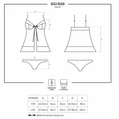 Obsessive -zmysłowa koszulka o kroju babydoll i figi.- 842-BAB-1