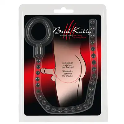 Bad Kitty - Cock Ring &amp; String Beads. Ring na penisa z koralikami.