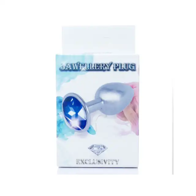 Jawellery PLUG - niebieski. Metalowa zatyczka analna z diamiencikiem