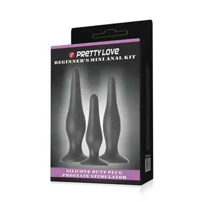 Pretty Love - BEGINNERS MINI ANAL KIT - Zestaw 3 sztuk różnej wielkości silikonowych wtyczek. 