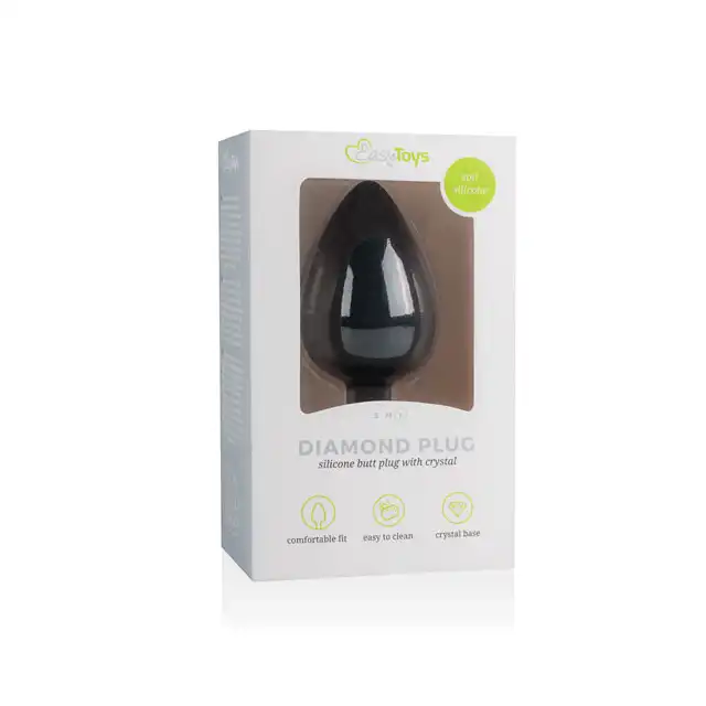 Easy Toys - Diamond Plug Large - Aksamitna, silikonowa wtyczka z kryształkiem, roz. L