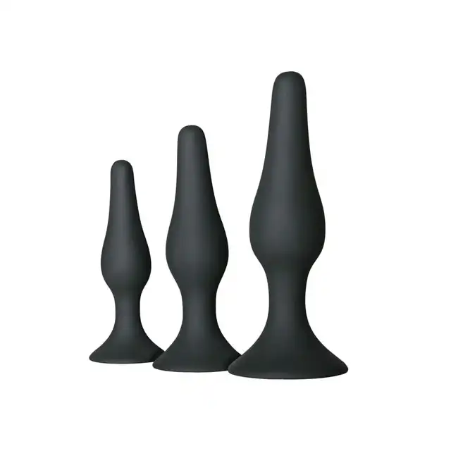 Easytoys Butt Plug Set - Zestaw 3 miękkich wtyczek - Mocne przyssawki i aksamitny silikon.