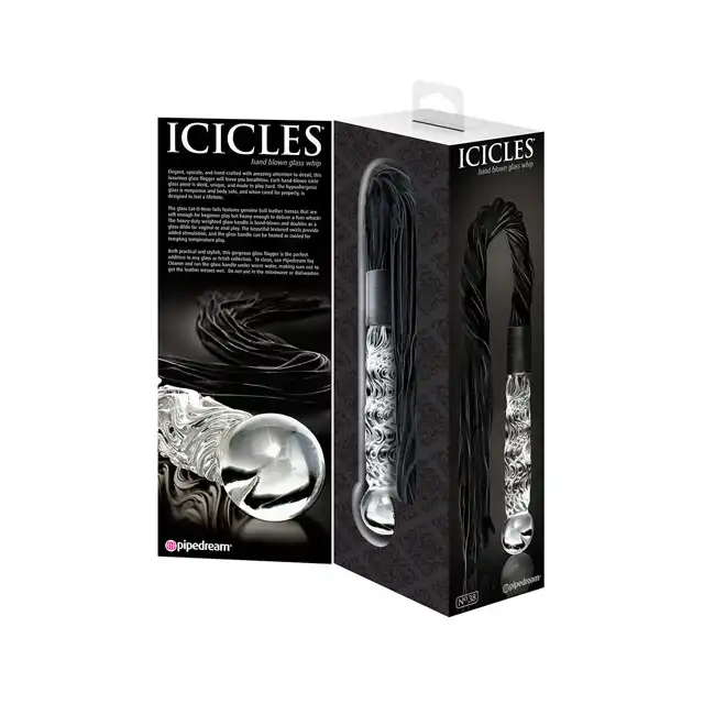 Icicles no.38 - szklane dildo z pejczem. Luksusowy produkt!