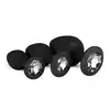 Silicone Buttplug Set with Diamond - Black - Zestaw 3 szt aksamitnych wtyczek z kryształkiem