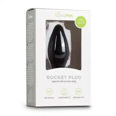 Easy Toys - Small Black Silicone Buttplug - Gładka, silikonowa wtyczka analna roz. S