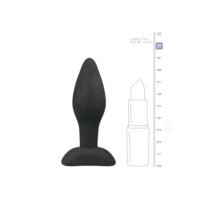 Easy Toys - Small Black Silicone Buttplug - Gładka, silikonowa wtyczka analna roz. S