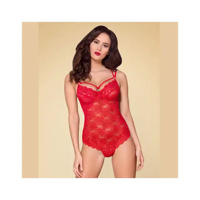Obsessive - 860-TED Czerwone body z seksownymi paskami