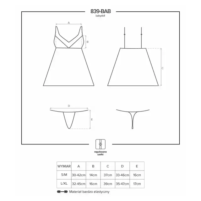 Obsessive - 839-BAB-1 babydoll i stringi.