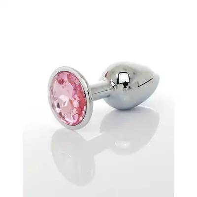 Jawellery PLUG - różowy. Metalowa zatyczka analna z diamiencikiem