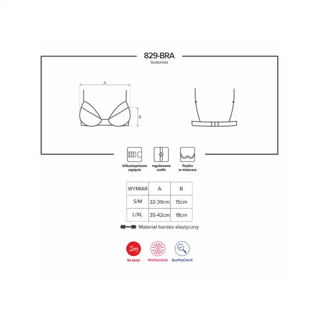 Obsessive - 829-BRA-3 biustonosz kolor: czerwony