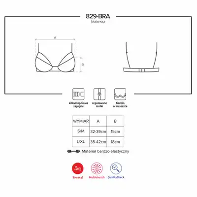 Obsessive - 829-BRA-3 biustonosz kolor: czerwony