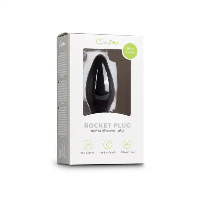 Easy Toys - Small Black Silicone Buttplug - Gładka, silikonowa wtyczka analna roz. S