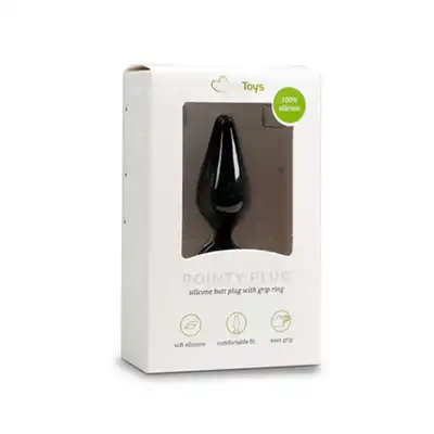 Easy Toys - Black Buttplugs - Aksamitna, silikonowa wtyczka z wygodnym uchwytem, roz. M