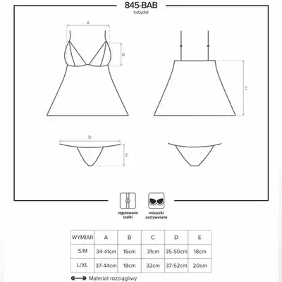 Obsessive - 845-BAB-5 babydoll i figi.