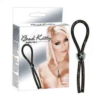 Bad Kitty - Black Cockring. Regulowana opaska na penisa.