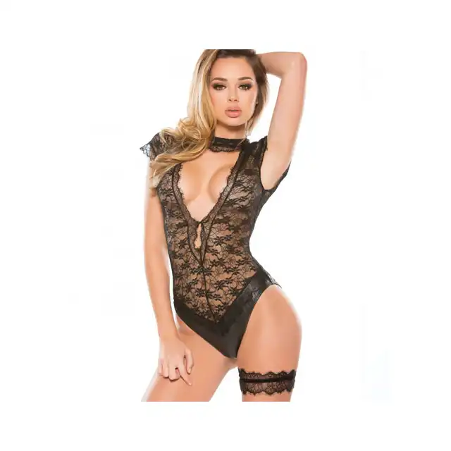 Allure - Siena Teddy. Zniewalające koronkowe body z podwiązką