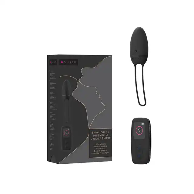 B SWISH - BNAUGHTY UNLEASHED PREMIUM VIBRATING EGG NOIR - Bezprzewodowe, aksamitne jajeczko