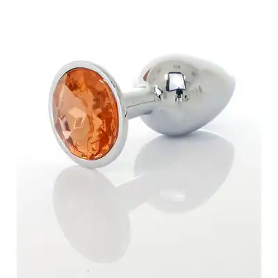 Jawellery PLUG - pomarańczowy. Metalowa zatyczka analna z diamiencikiem