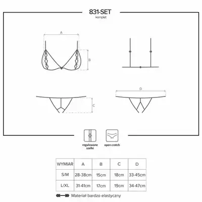 Obsessive - 831-SET-1 Czarny elegancki komplet 2-częściowy . Rozmiar S/M