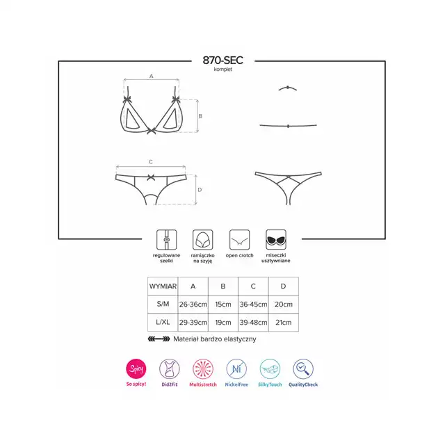 Obsessive -Otwarty i sensualny komplet 2-częściowy kolor: czerwony Rozmiar S/M