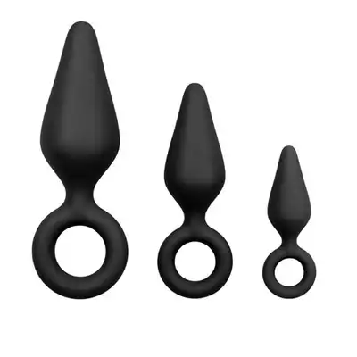 Easy Toys - Buttplugs With Pull Ring. Zestaw wtyczek analnych.