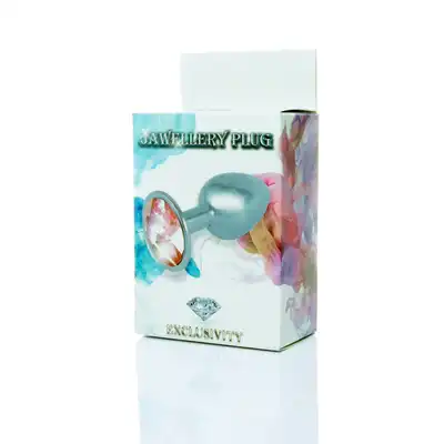 Jawellery PLUG - różowy. Metalowa zatyczka analna z diamiencikiem