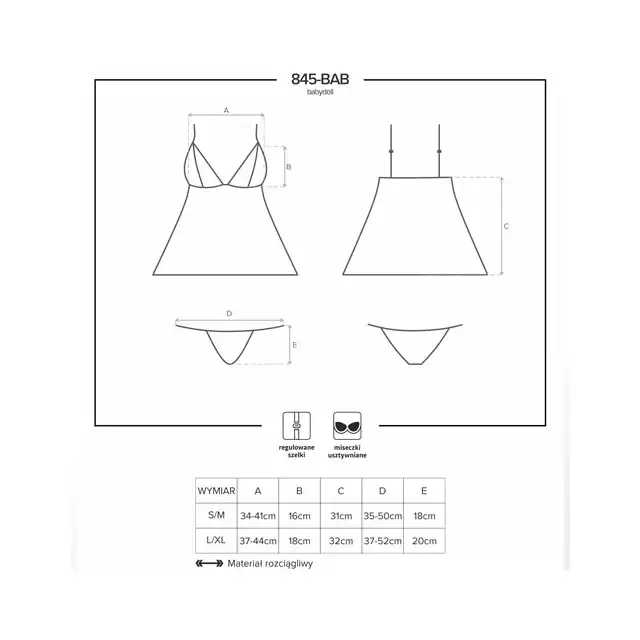 Obsessive - 845-BAB-5 babydoll i figi.