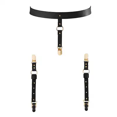 BIJOUX INDISCRETS - MAZE SUSPENDER BELT UNDERWEAR &amp; STOCKINGS BLACK - Ekskluzywny pas do bielizny