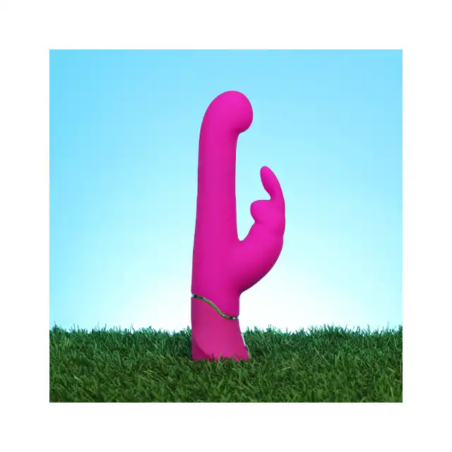 HAPPY RABBIT - BEADED G-SPOT PURPLE silikonowy wibrator z funkcją G-spot