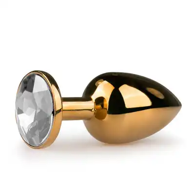Easy Toys - Metal Butt Plug No. 1 - Gold - Metalowa wtyczka analna z pięknym kryształem roz. S