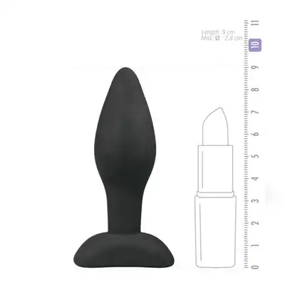 Easy Toys - Small Black Silicone Buttplug - Gładka, silikonowa wtyczka analna roz. S