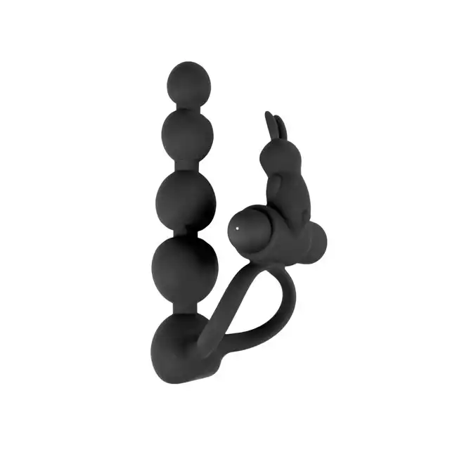 Easy Toys - Triple Pleasure. Wibrujący ring z koralikami analnymi.