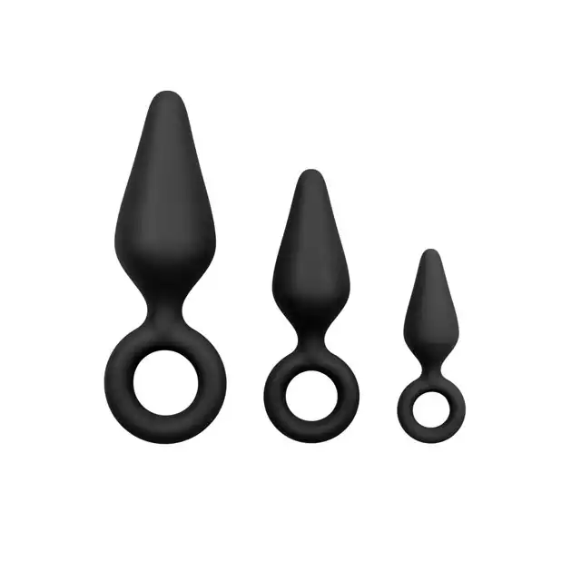 Easy Toys - Buttplugs With Pull Ring. Zestaw wtyczek analnych.