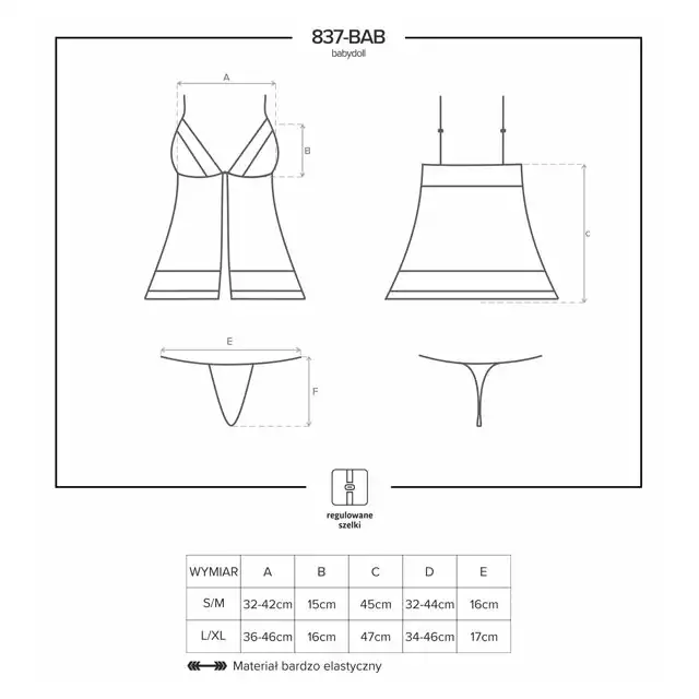 Obsessive - 837-BAB-1 babydoll i stringi.