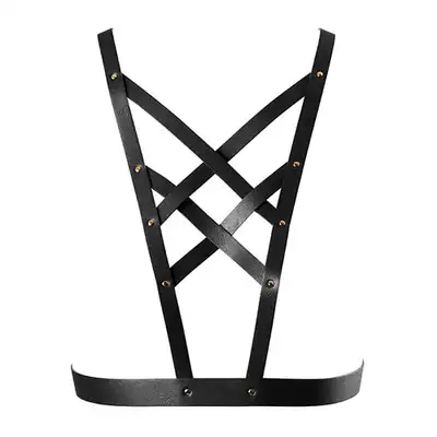 BIJOUX INDISCRETS - MAZE NET CLEAVAGE HARNESS BLACK - Niezwykłe szelki, dodatek do stylizacji. Mega sale!