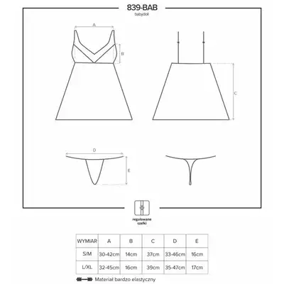 Obsessive - 839-BAB-1 babydoll i stringi.