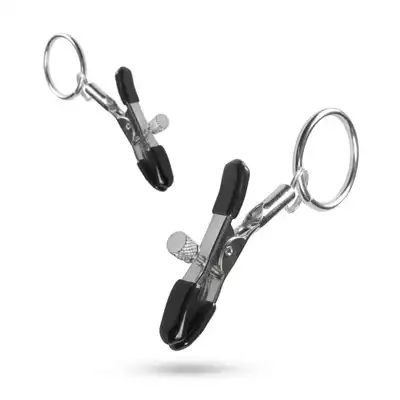 Easy Toys - Metal Nipple Clamps With Ring - Klipsy na sutki z kółkiem do łańcuszka